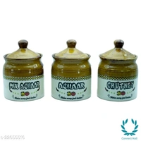300ml Ceramic Pickle Jars With Lid Set Of 3  - Jars